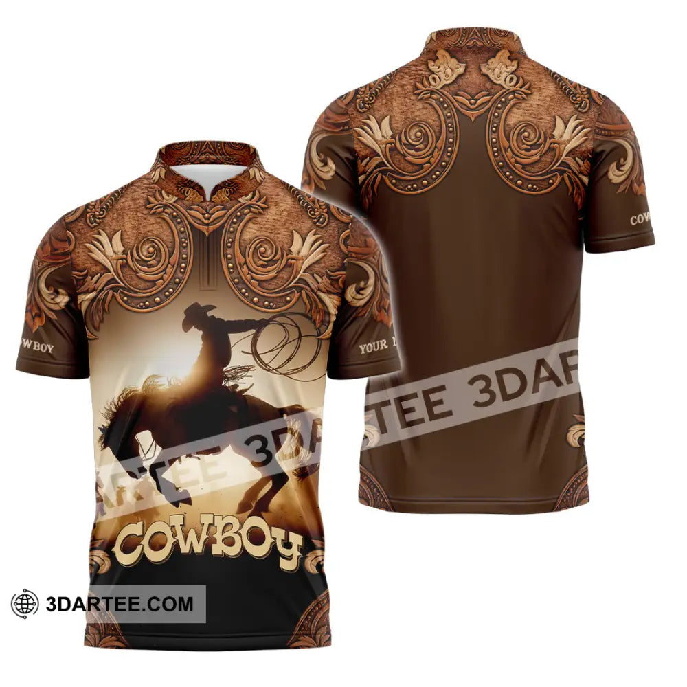 Men Shirt - Custom Cowboy Shirt - Zipper Polo Shirt / S - T-shirt