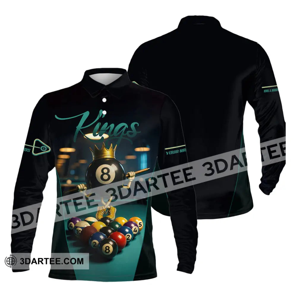 Men Shirt - Custom Kings Of Billiards Shirt Long Sleeve Polo / S T-shirt