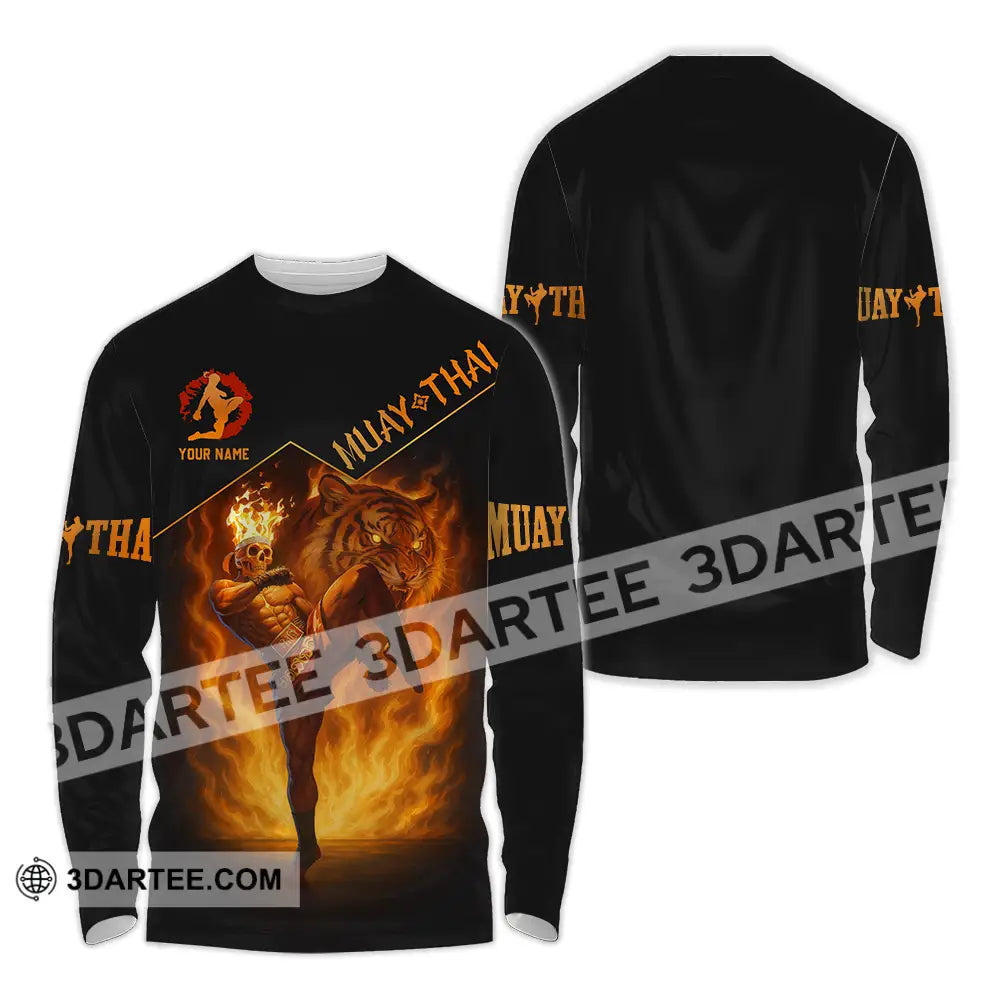 Men Shirt - Custom Let’s Fight Fire Muay Thai Sport Shirt Long Sleeve Shirt / S T-shirt