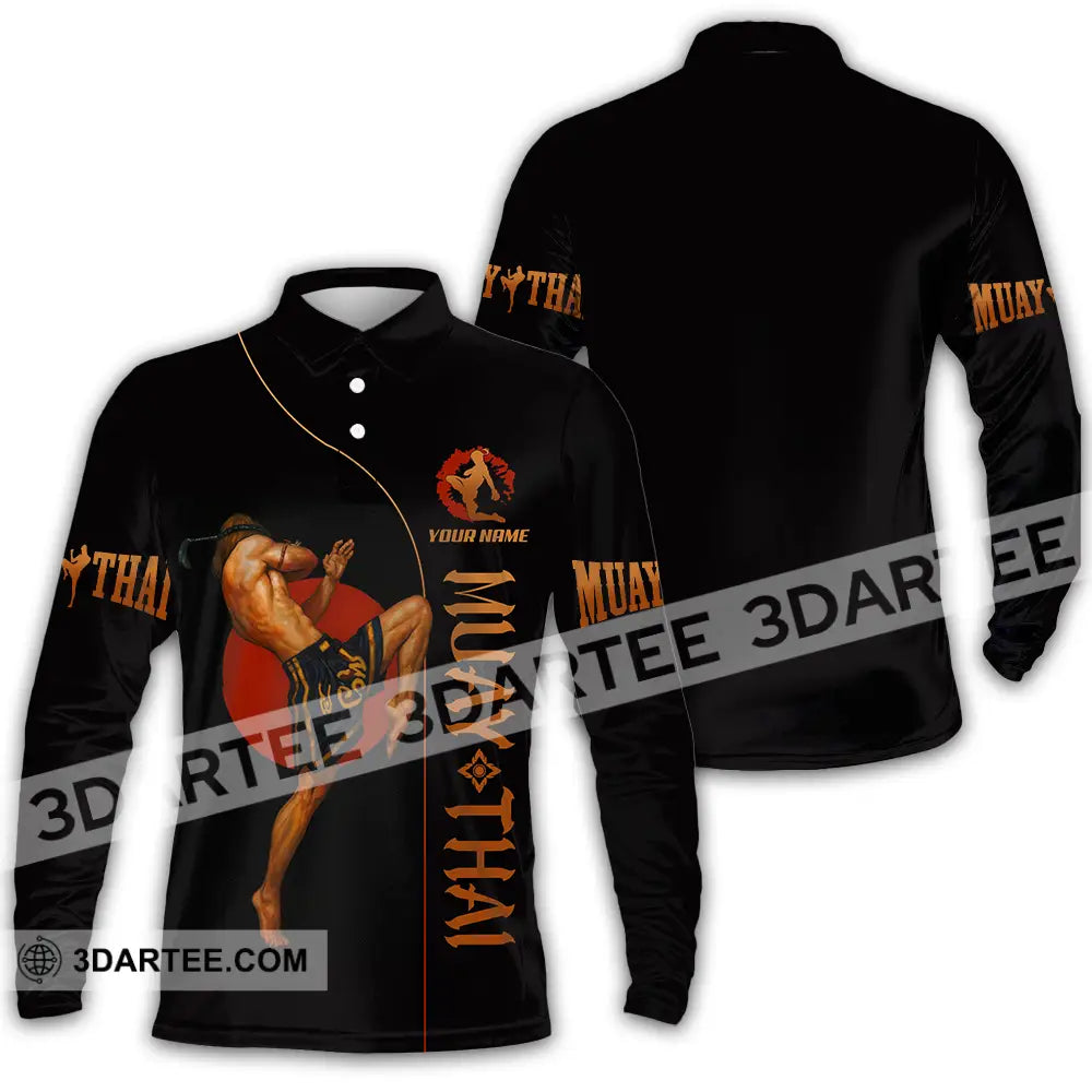 Men Shirt - Custom Let’s Fight Muay Thai Sport Shirt Long Sleeve Polo / S T-shirt