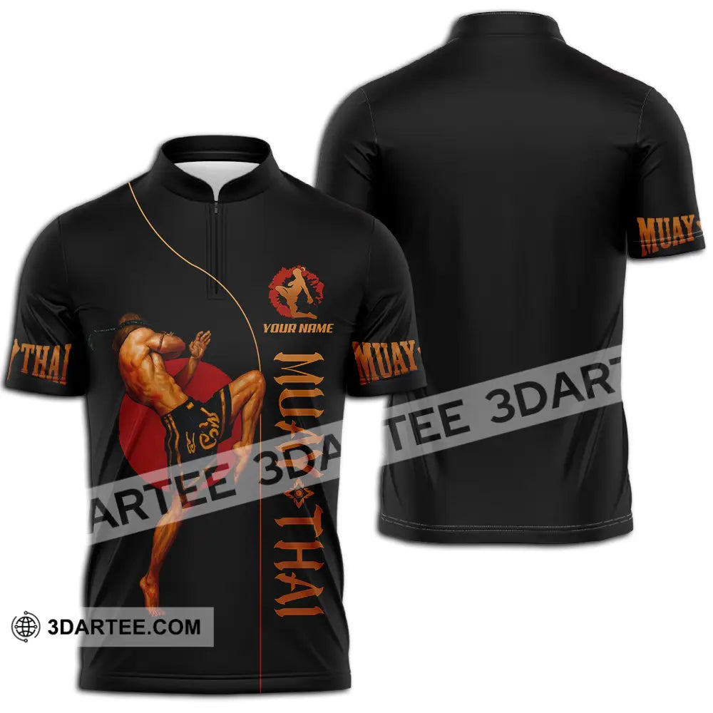 Men Shirt - Custom Let’s Fight Muay Thai Sport Shirt Zipper Polo Shirt / S T-shirt