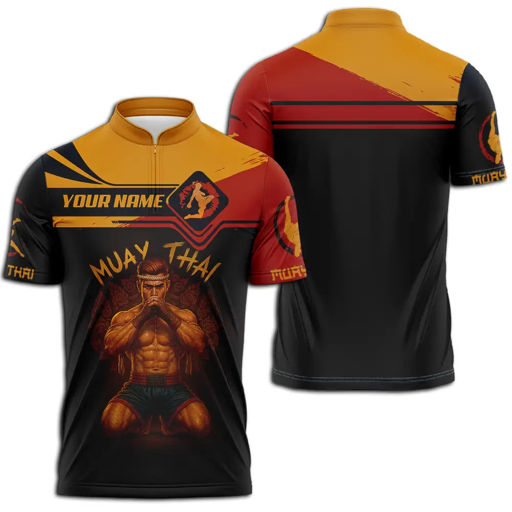 Men Shirt - Custom Let’s Fight Muay Thai Sport Shirt Zipper Polo Shirt / S T-shirt