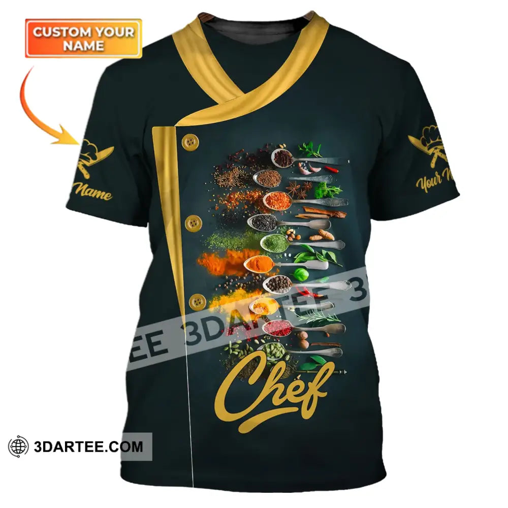 Men Shirt - Custom Name Chef With Cooking Spices T-Shirt