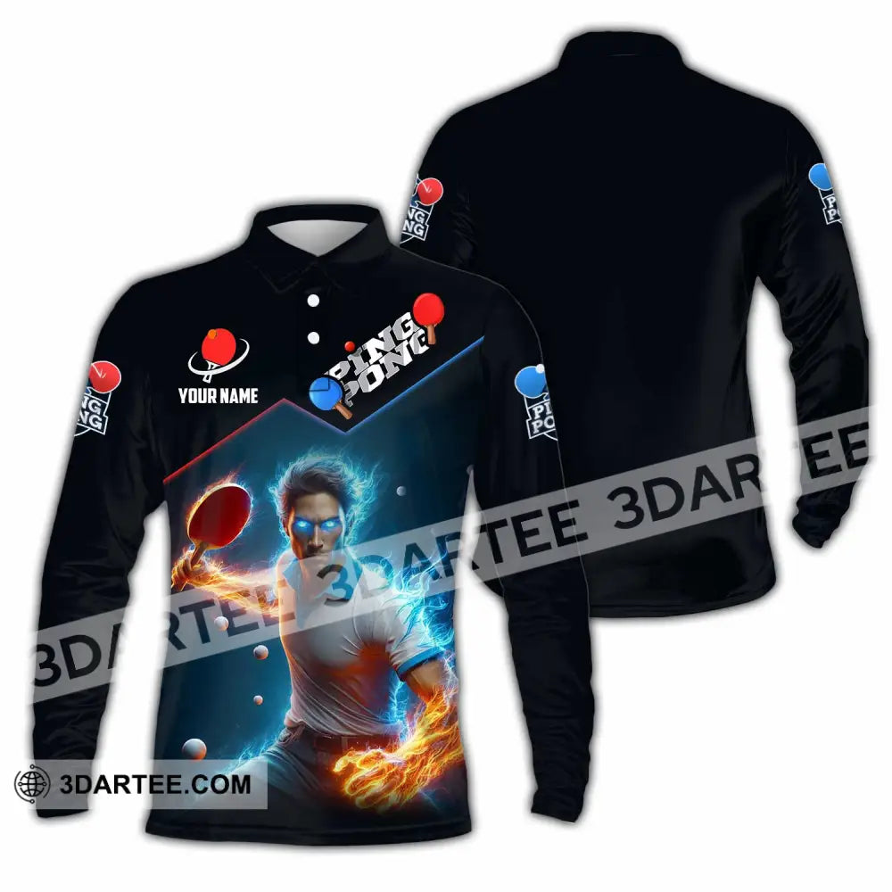 Men Shirt - Custom Ping Pong Lover Shirt Long Sleeve Polo / S T-shirt