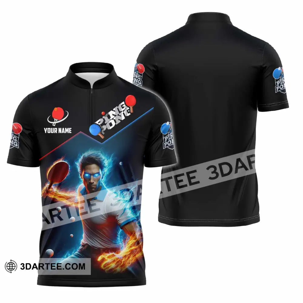 Men Shirt - Custom Ping Pong Lover Shirt Zipper Polo Shirt / S T-shirt