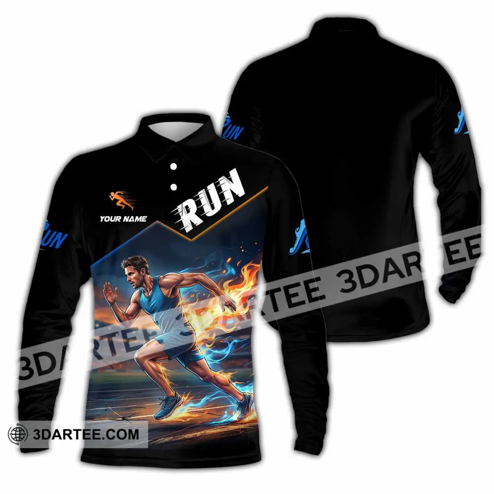Men Shirt - Custom Run Shirt - Long Sleeve Polo / S - T-shirt