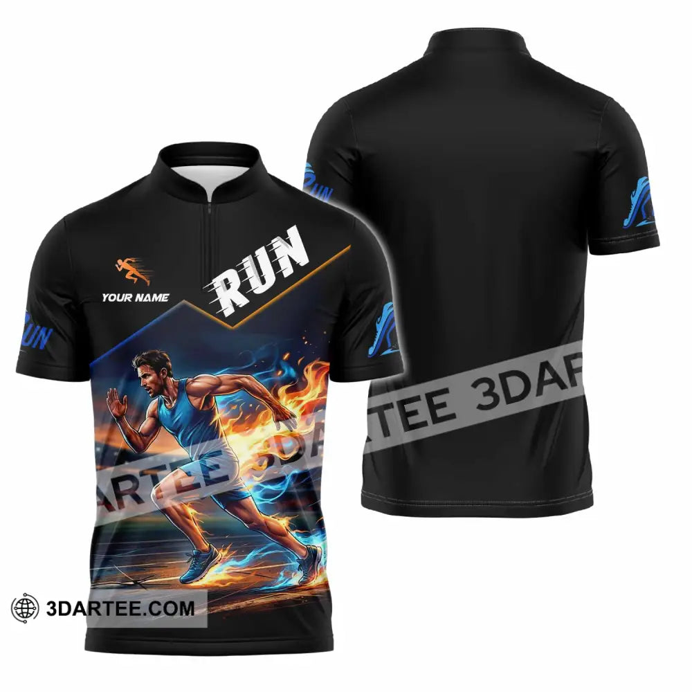 Men Shirt - Custom Run Shirt - Zipper Polo Shirt / S - T-shirt