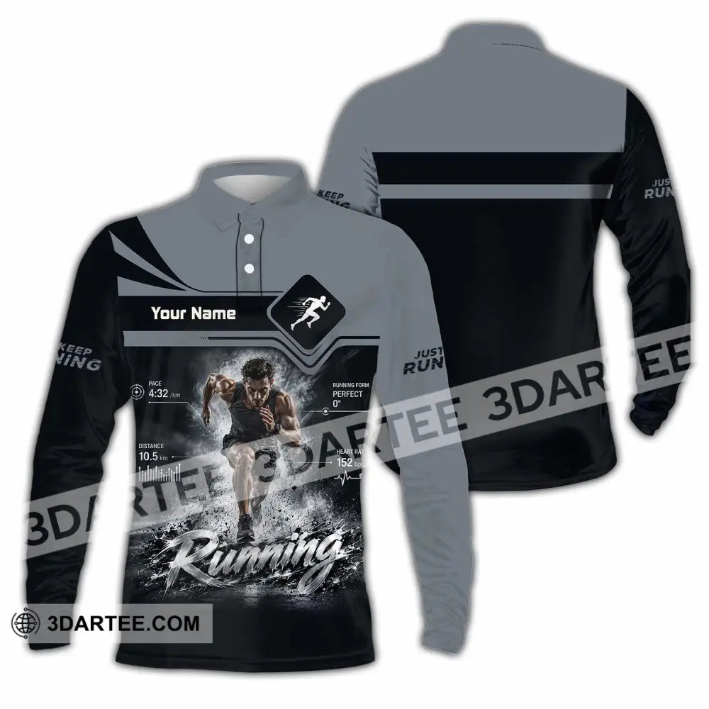 Men Shirt - Custom Running Shirt - Long Sleeve Polo / S - T-shirt