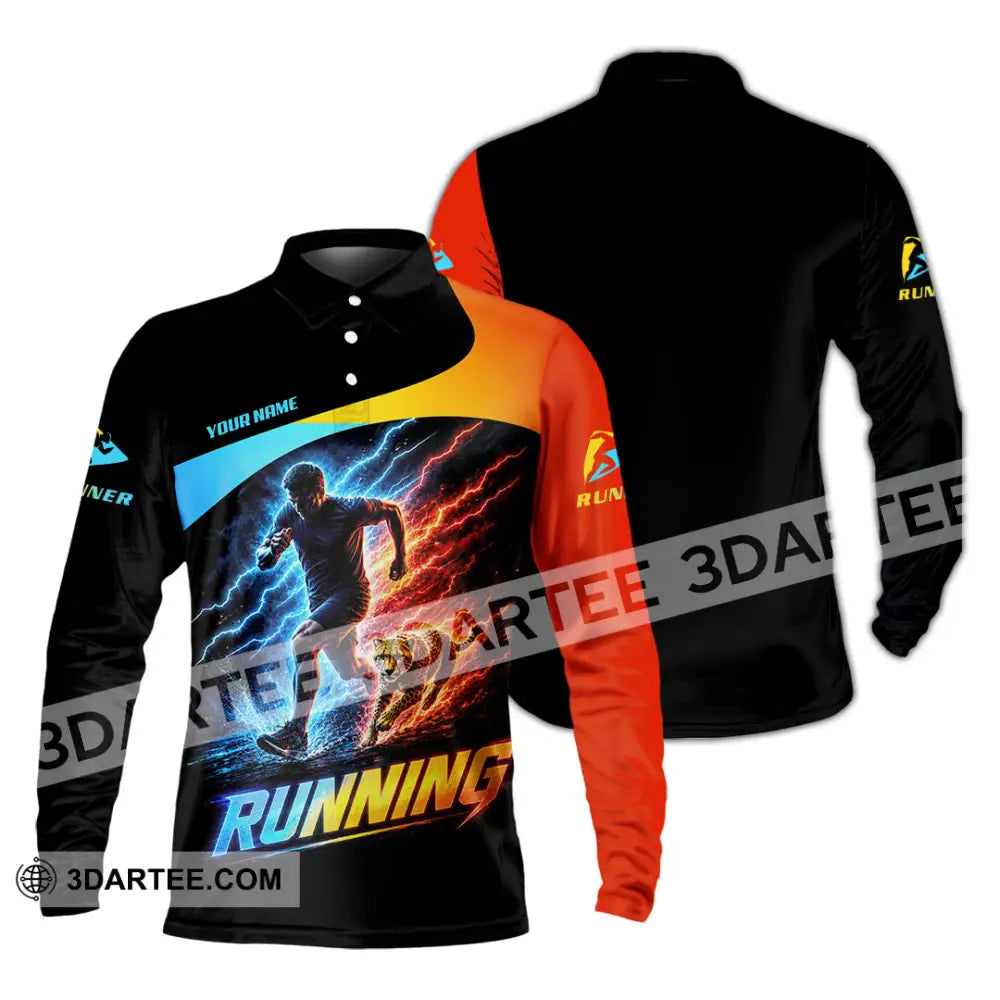 Men Shirt - Custom Running Shirt - Long Sleeve Polo / S - T-shirt