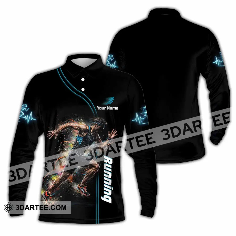 Men Shirt - Custom Running Shirt - Long Sleeve Polo / S - T-shirt