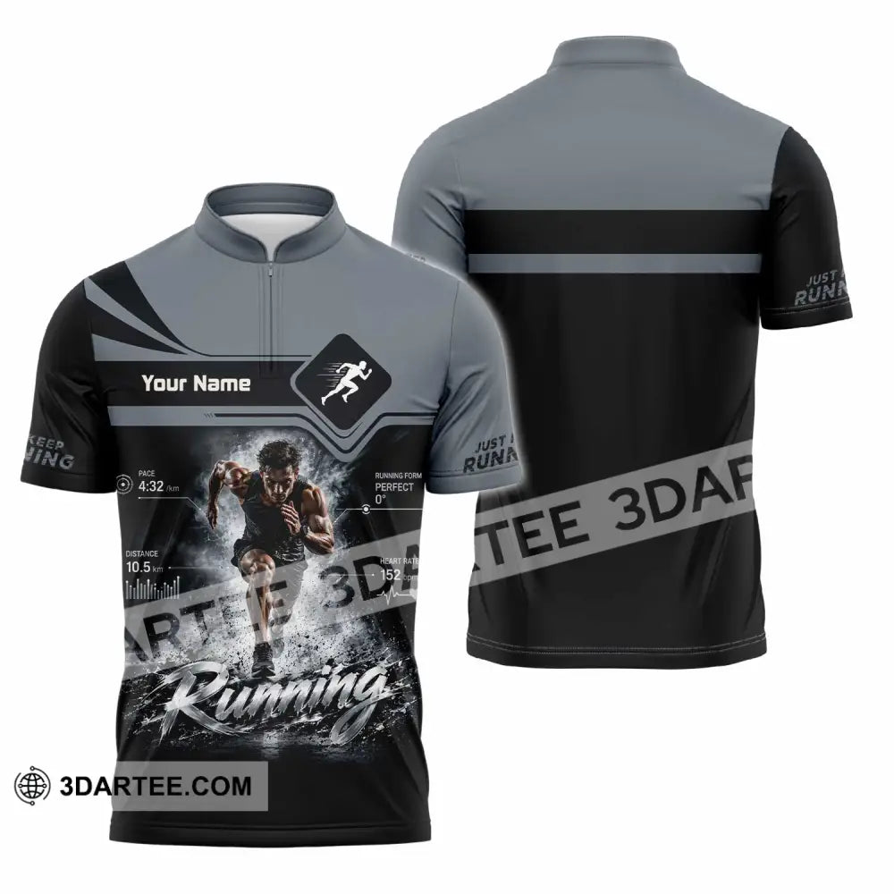 Men Shirt - Custom Running Shirt - Zipper Polo Shirt / S - T-shirt