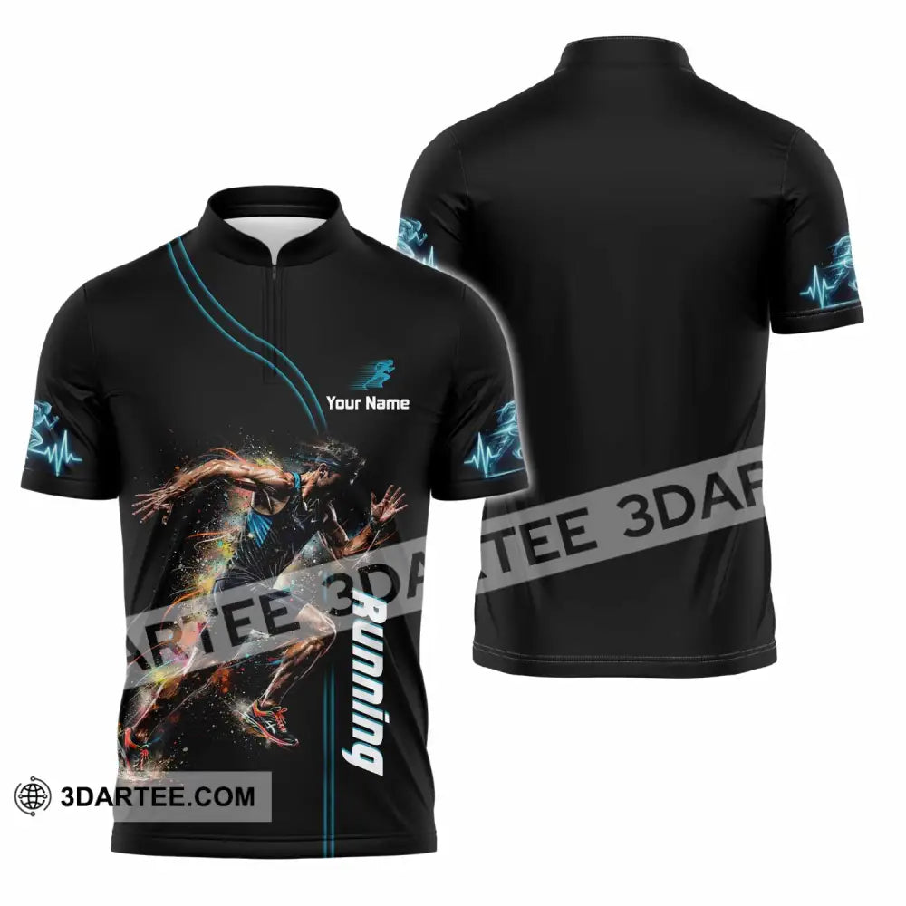 Men Shirt - Custom Running Shirt - Zipper Polo Shirt / S - T-shirt