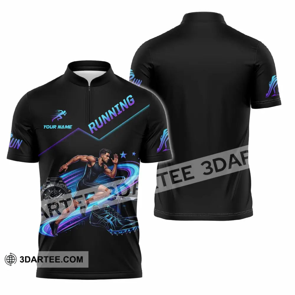 Men Shirt - Custom Running Shirt - Zipper Polo Shirt / S - T-shirt