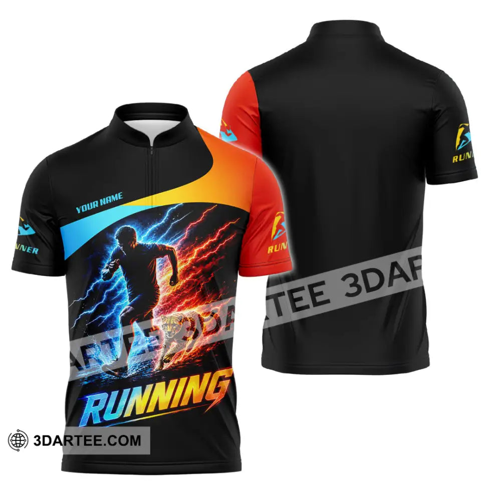 Men Shirt - Custom Running Shirt - Zipper Polo Shirt / S - T-shirt