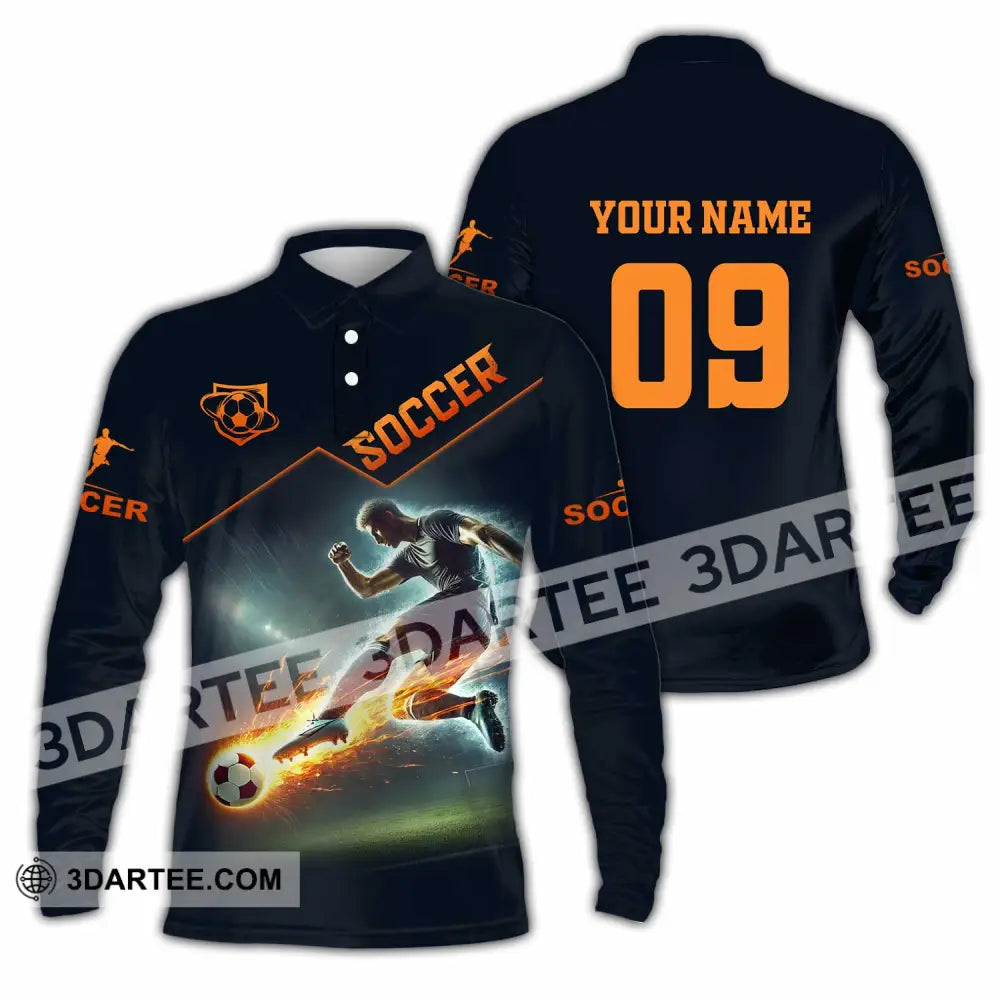 Men Shirt - Custom Soccer Man Soccer Player Shirt Long Sleeve Polo / S T-shirt