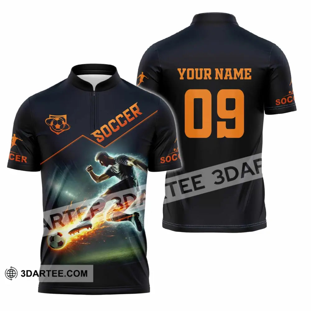 Men Shirt - Custom Soccer Man Soccer Player Shirt Zipper Polo Shirt / S T-shirt