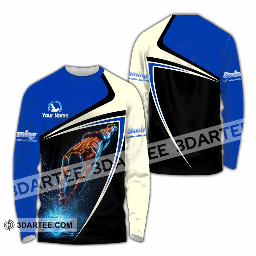 Men Shirt - Custom Swimming Shirt - Long Sleeve Shirt / S - T-shirt