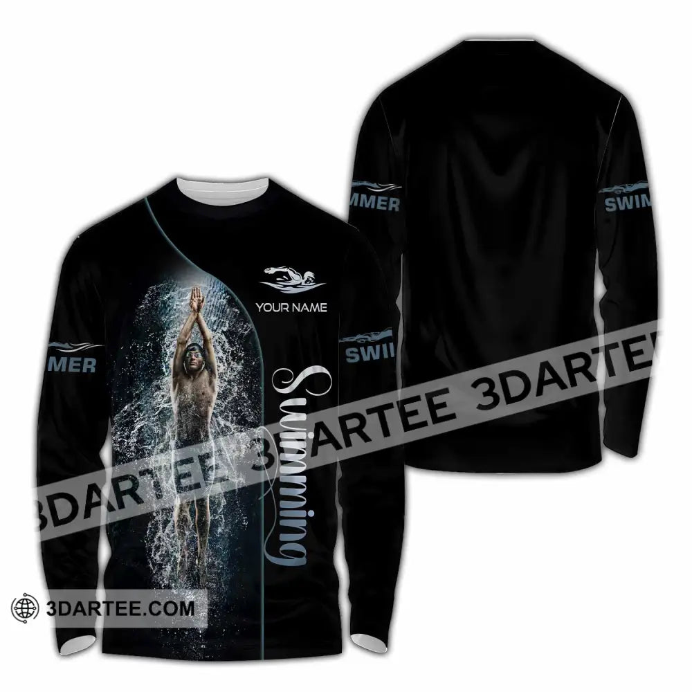 Men Shirt - Custom Swimming Swim Lover Shirt Long Sleeve Shirt / S T-shirt