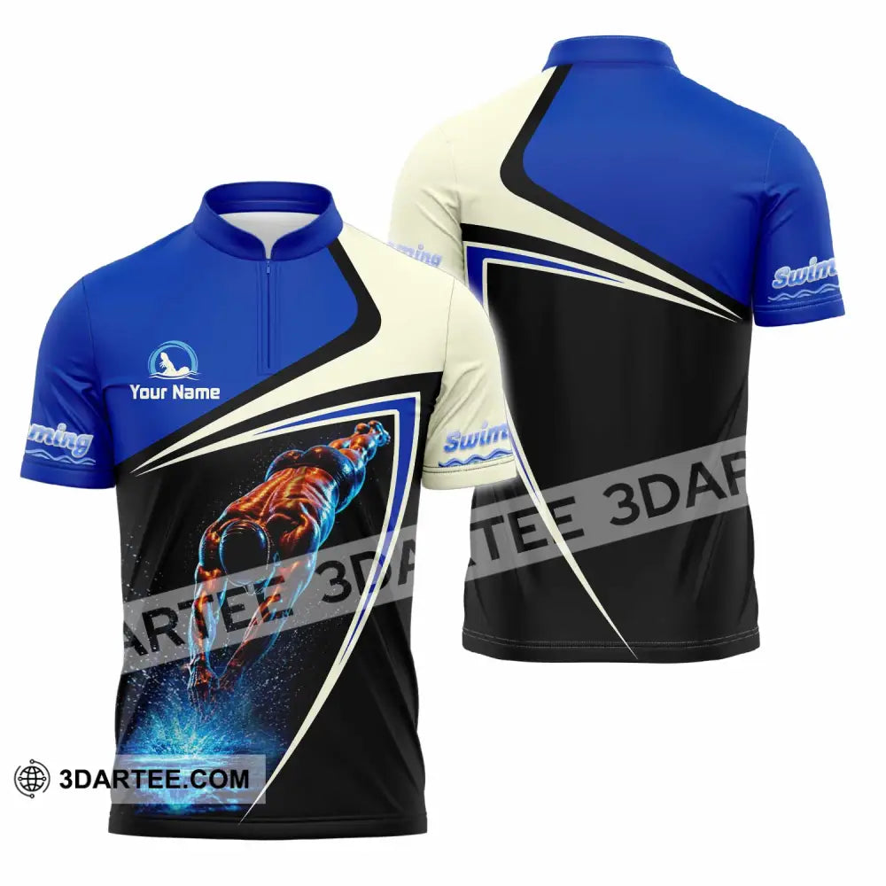 Men Shirt - Custom Swimming Shirt - Zipper Polo Shirt / S - T-shirt