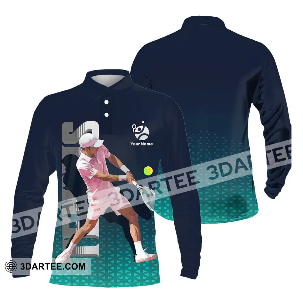 Men Shirt - Custom Tennis 3D Shirt Long Sleeve Polo / S T-shirt
