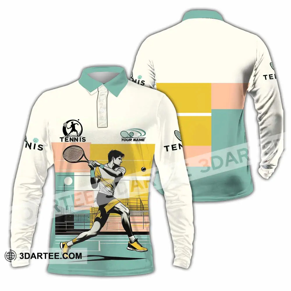 Men Shirt Custom Tennis Sport Shirt Long Sleeve Polo / S T shirt