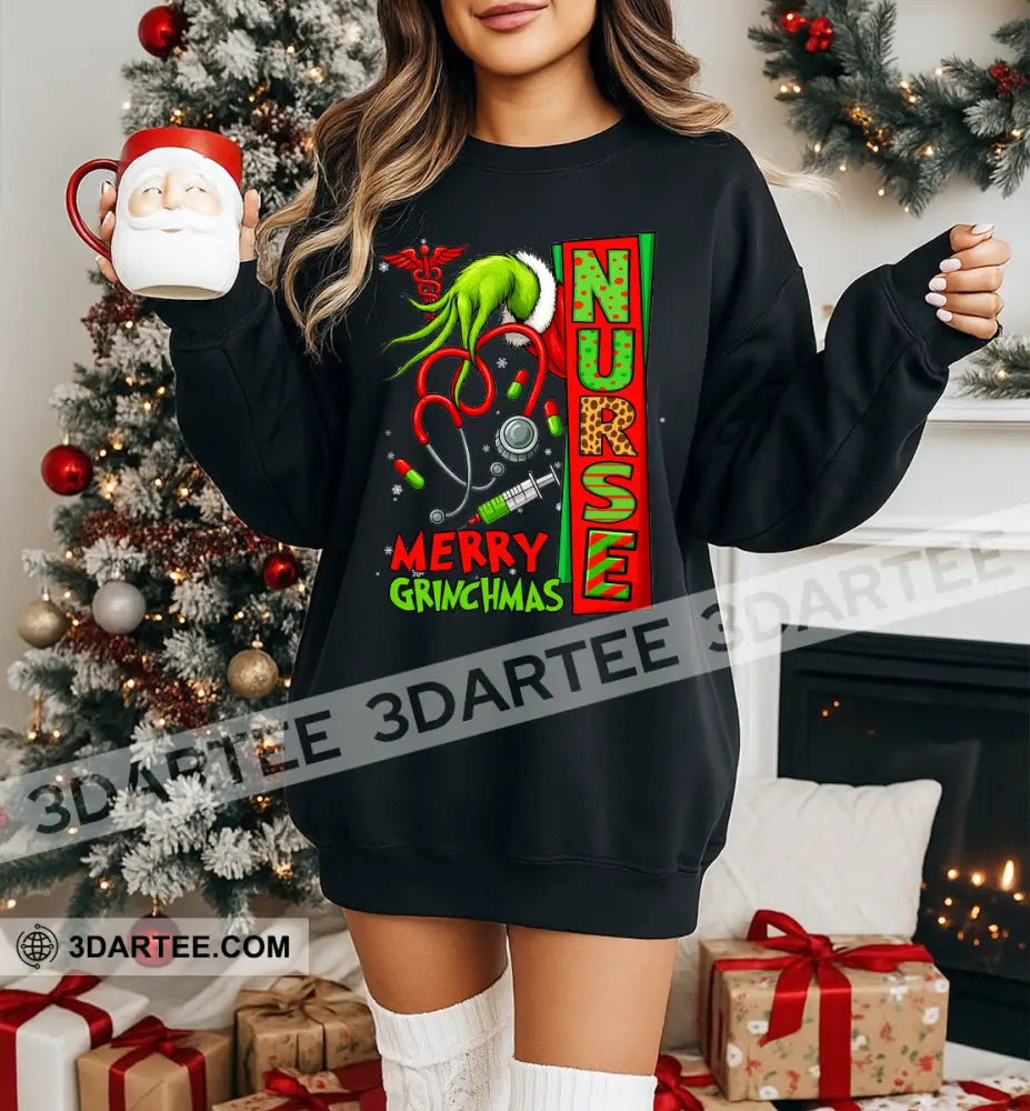 Merry Christmas Nurse Gift For Christmas Sweatshirt Sweatshirt / Black / S Apparel
