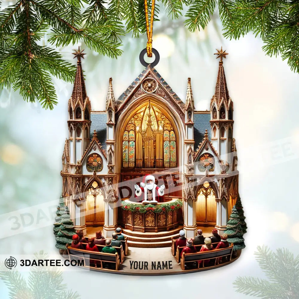 Merry Christmas Santa Church Home Decor Christmas Ornament Personalized Ornament Ornament