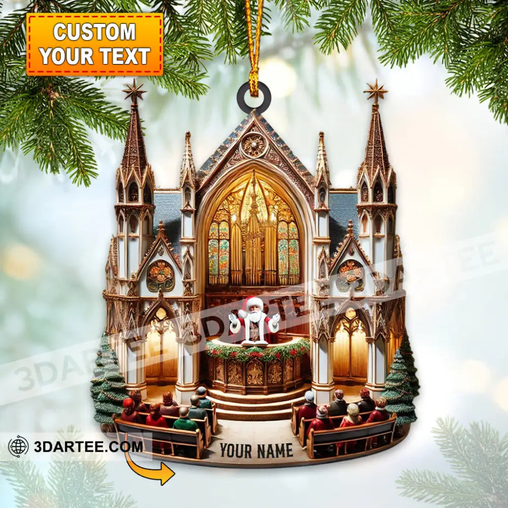Merry Christmas Santa Church Home Decor Christmas Ornament Personalized Ornament 3.54’’ / 1 Ornament Ornament