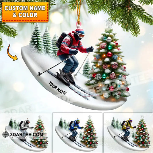 Merry Christmas Skiing Home Decor Christmas Ornament Personalized Ornament Ornament