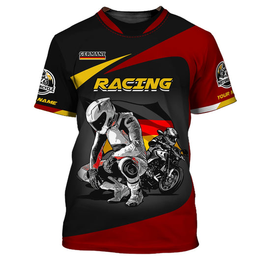 Unisex Shirt, Custom Name Racing Shirt, Germany Racing Polo Long Sleeve Shirt, Motorcycle Racing T-Shirt