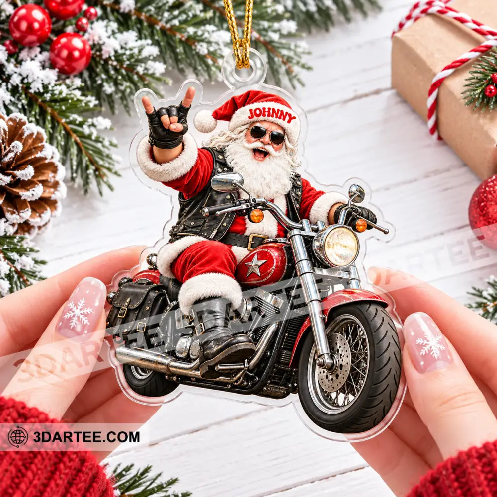 Mountain Bike Santa Home Decor Christmas Ornament Personalized Ornament - Ornament