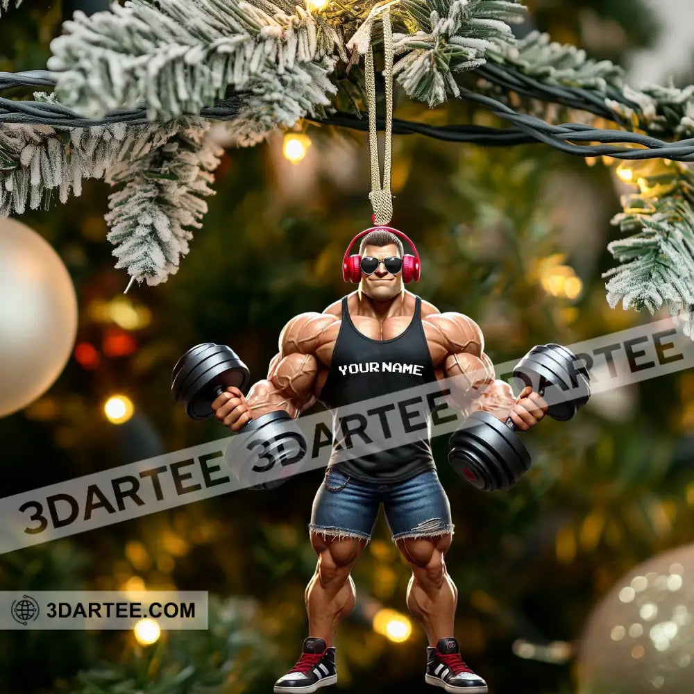 Muscle Man Christmas Ornament Gym Ornament Personalized Ornament Gymnastics Christmas Gift Ornament