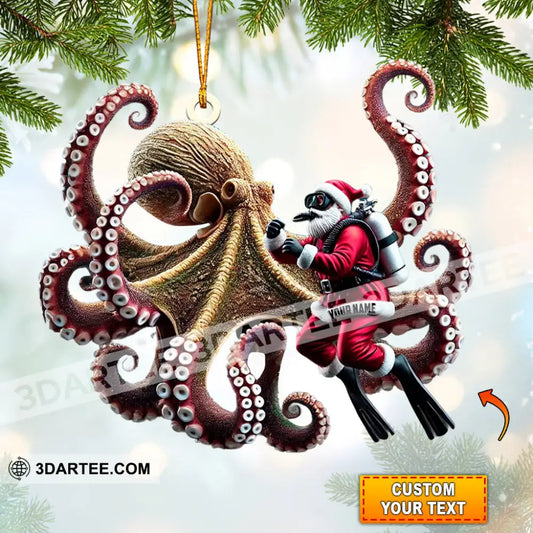 Octopus And Santa Home Decor Christmas Ornament Personalized Ornament 3.54’’ / 1 Ornament Ornament