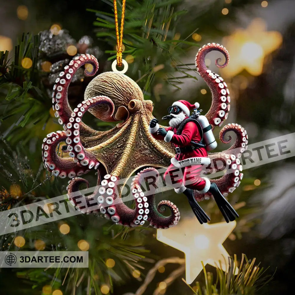 Octopus And Santa Home Decor Christmas Ornament Personalized Ornament Ornament