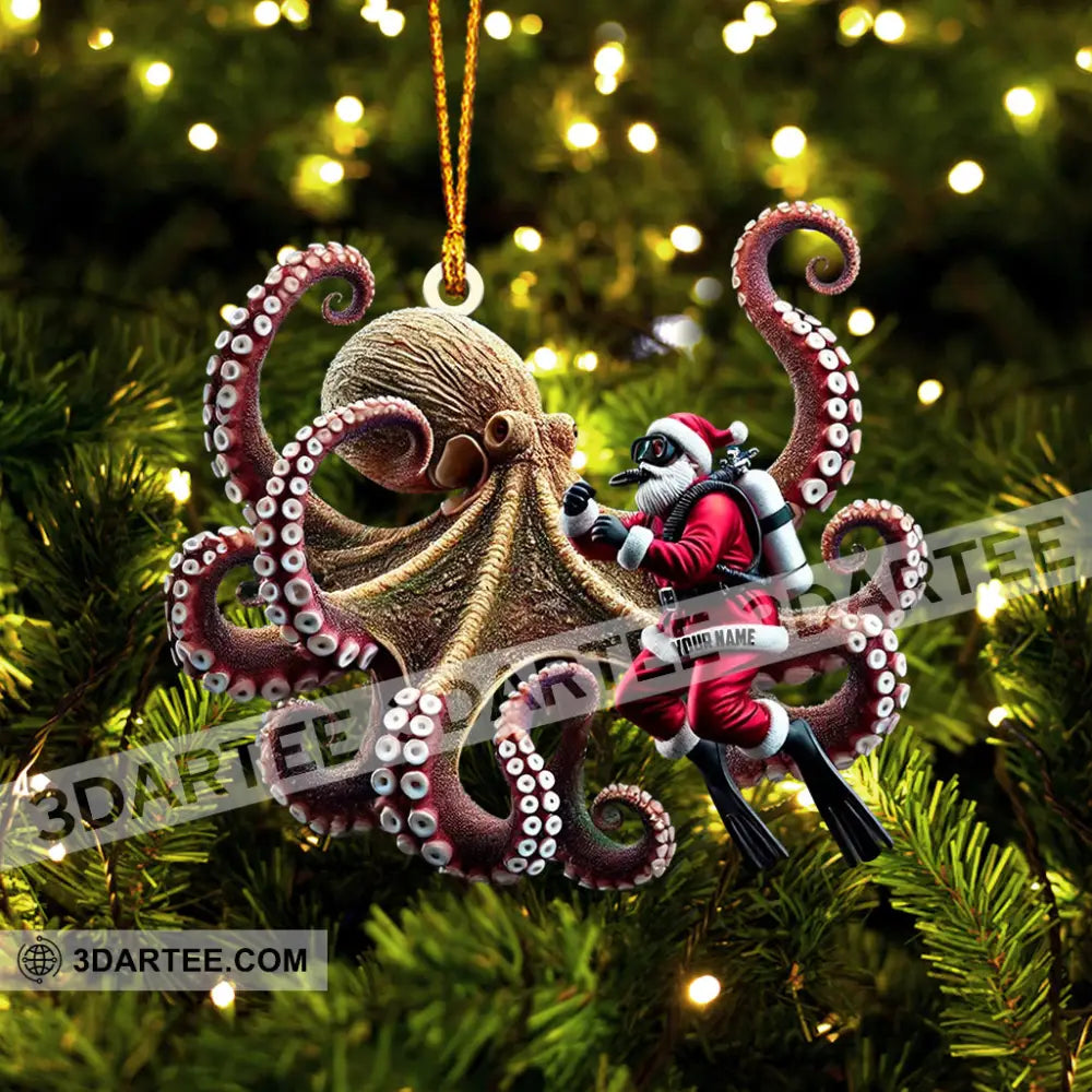 Octopus And Santa Home Decor Christmas Ornament Personalized Ornament Ornament