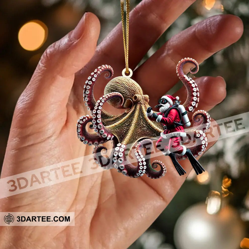 Octopus And Santa Home Decor Christmas Ornament Personalized Ornament Ornament