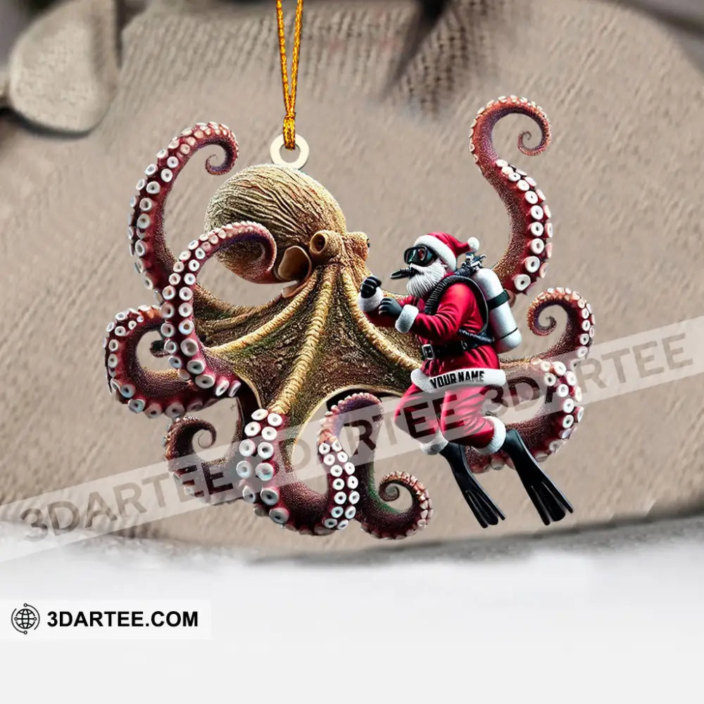 Octopus And Santa Home Decor Christmas Ornament Personalized Ornament Ornament