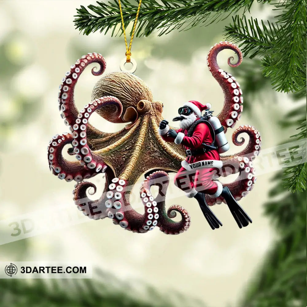 Octopus And Santa Home Decor Christmas Ornament Personalized Ornament Ornament