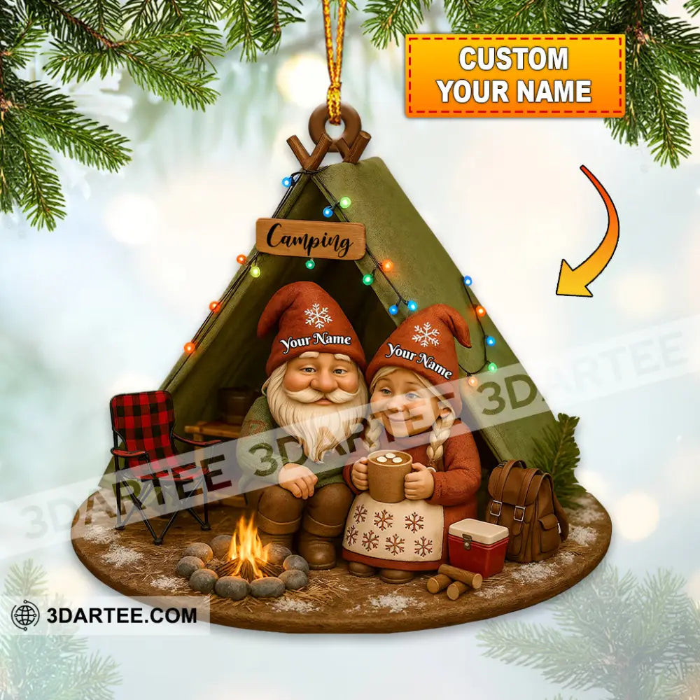 Old Couple Camping Home Decor Christmas Ornament Personalized Ornament 3.54’’ / 1 Ornament Ornament