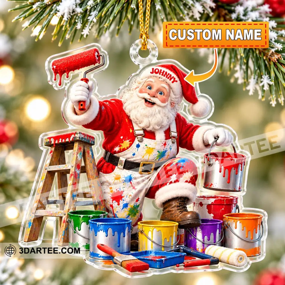 Painter Santa Home Decor Christmas Ornament Personalized Ornament - 3.54’’ / 1 Ornament - Ornament