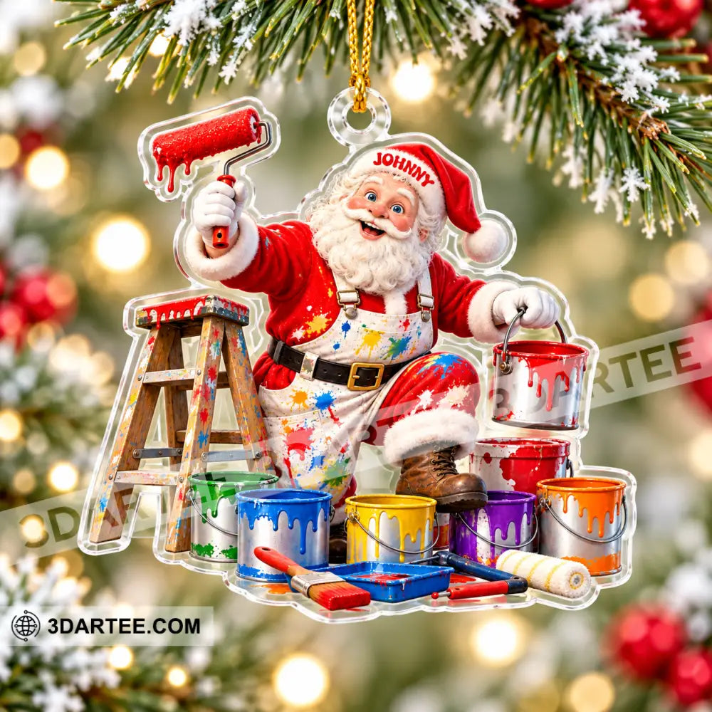 Painter Santa Home Decor Christmas Ornament Personalized Ornament - Ornament