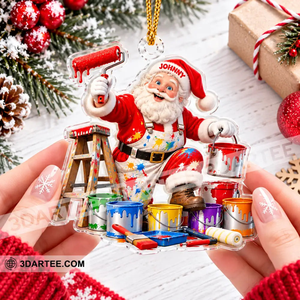 Painter Santa Home Decor Christmas Ornament Personalized Ornament - Ornament