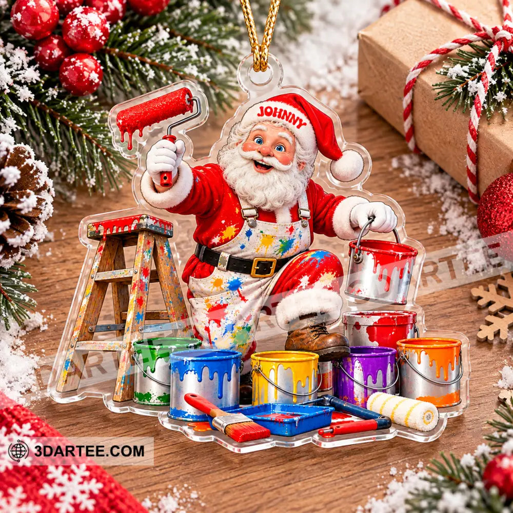 Painter Santa Home Decor Christmas Ornament Personalized Ornament - Ornament