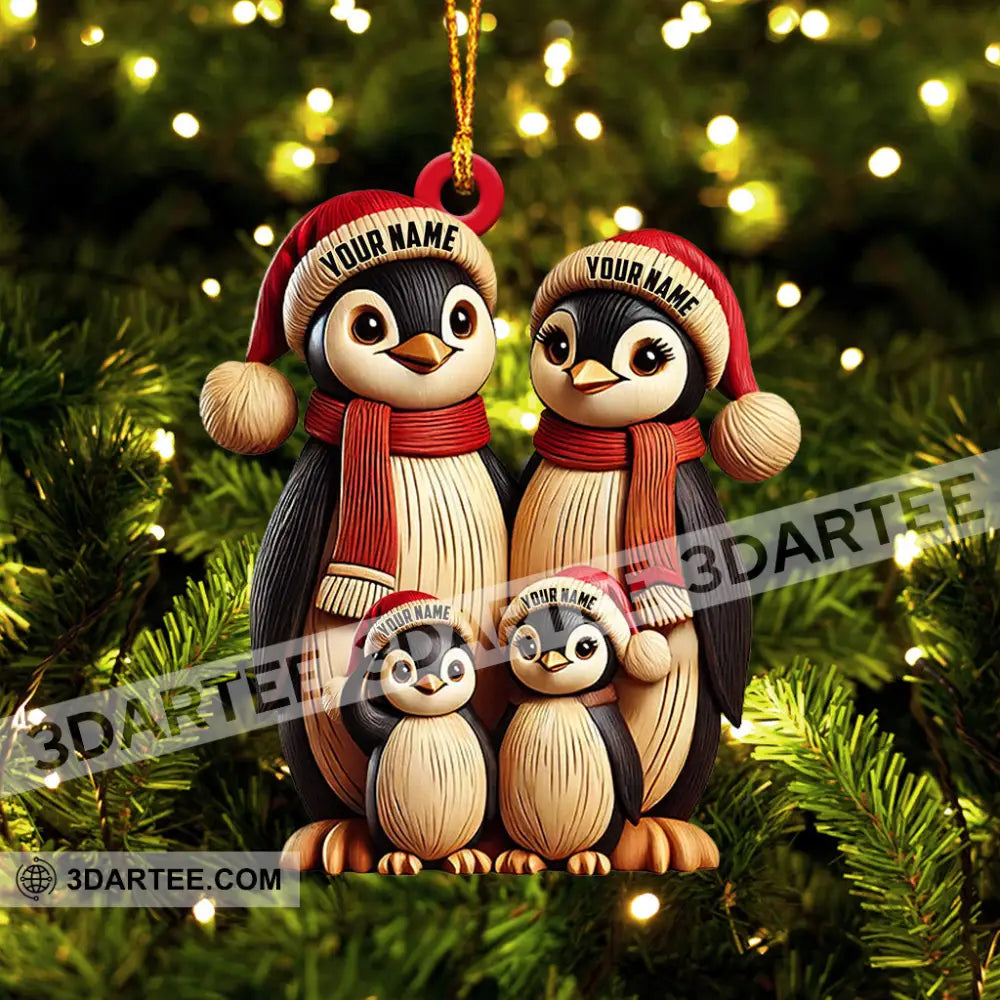 Penguin Family Christmas Ornament Personalized Ornament Ornament