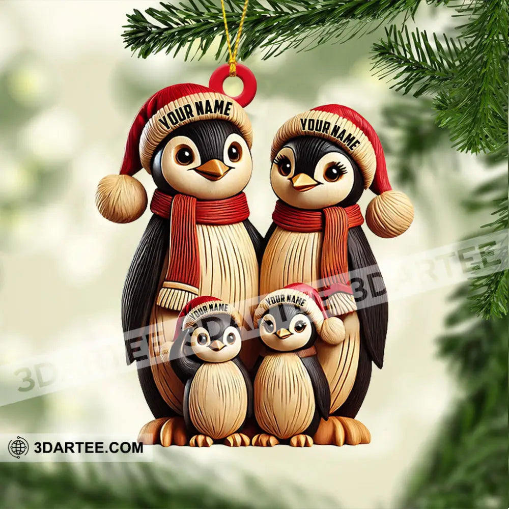Penguin Family Christmas Ornament Personalized Ornament Ornament
