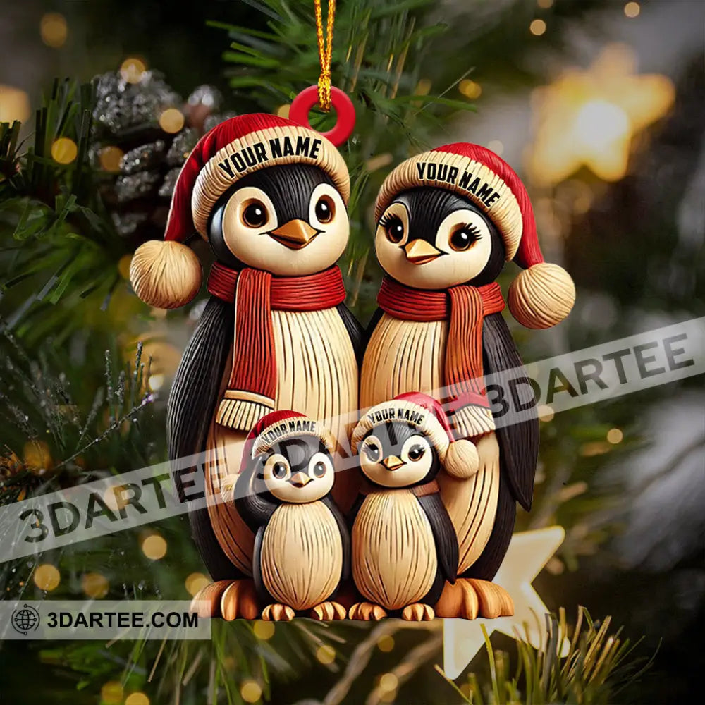 Penguin Family Christmas Ornament Personalized Ornament Ornament