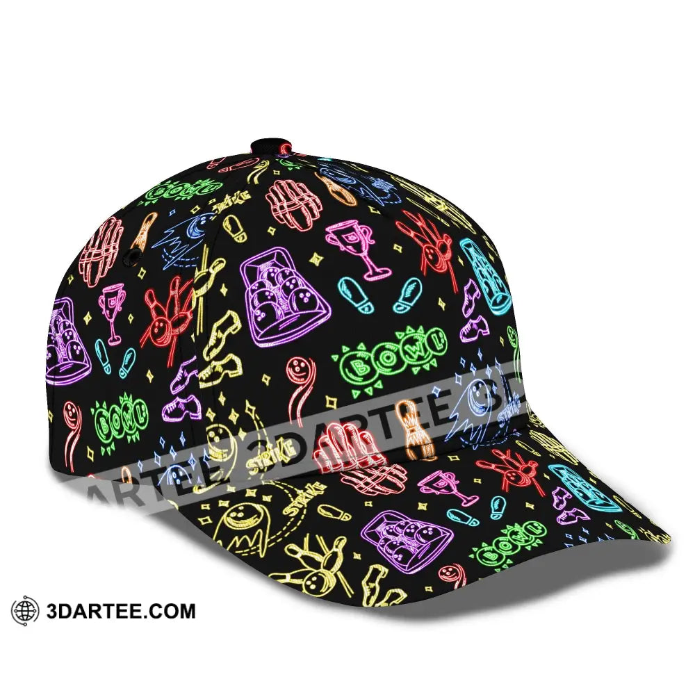 Personalized Cap Customized Bowling Strike Ne-on Classic Cap CLASSIC CAP / UNIVERSAL FIT Cap