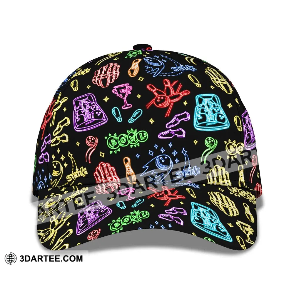 Personalized Cap Customized Bowling Strike Ne-on Classic Cap CLASSIC CAP / UNIVERSAL FIT Cap