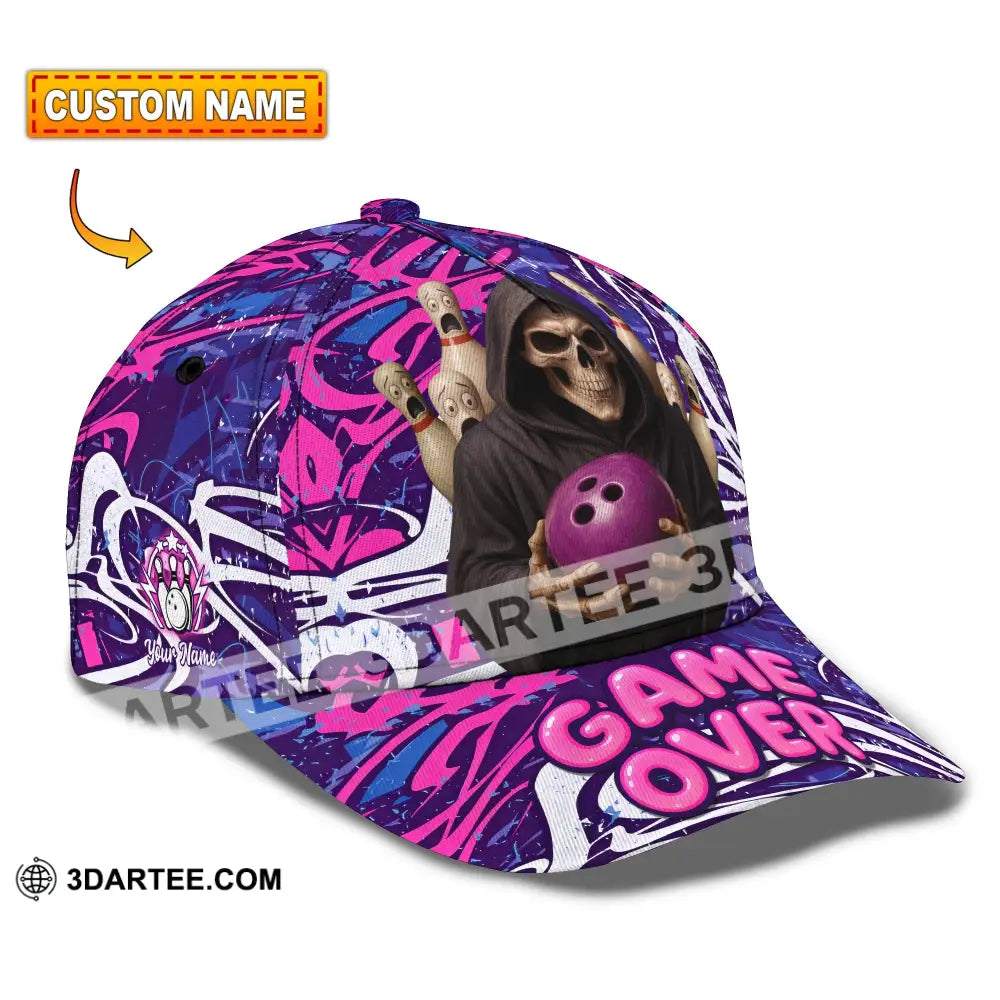 Personalized Cap Customized Funny Bowling Game Purple Death Classic Cap CLASSIC CAP / UNIVERSAL FIT Cap