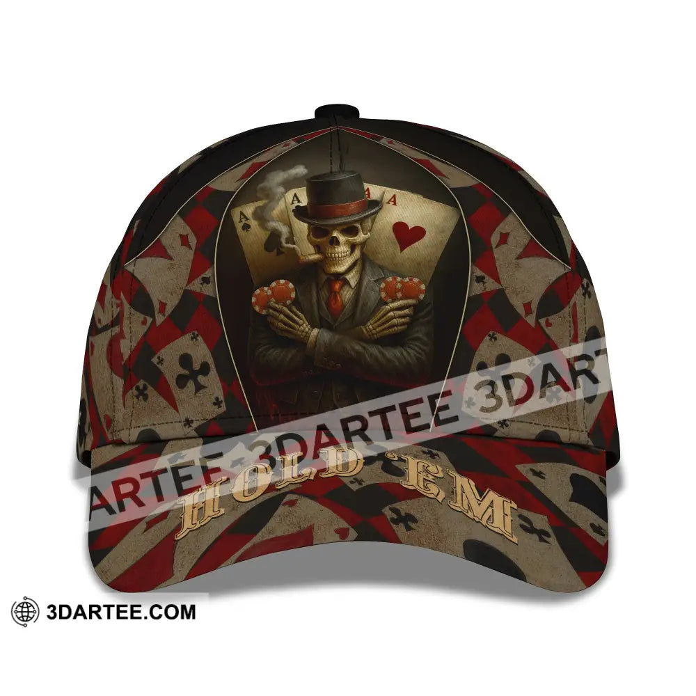 Personalized Cap Customized Poker Lover Cap Hold ’Em Skeleton Poker Cards Classic Cap CLASSIC CAP / UNIVERSAL FIT Cap